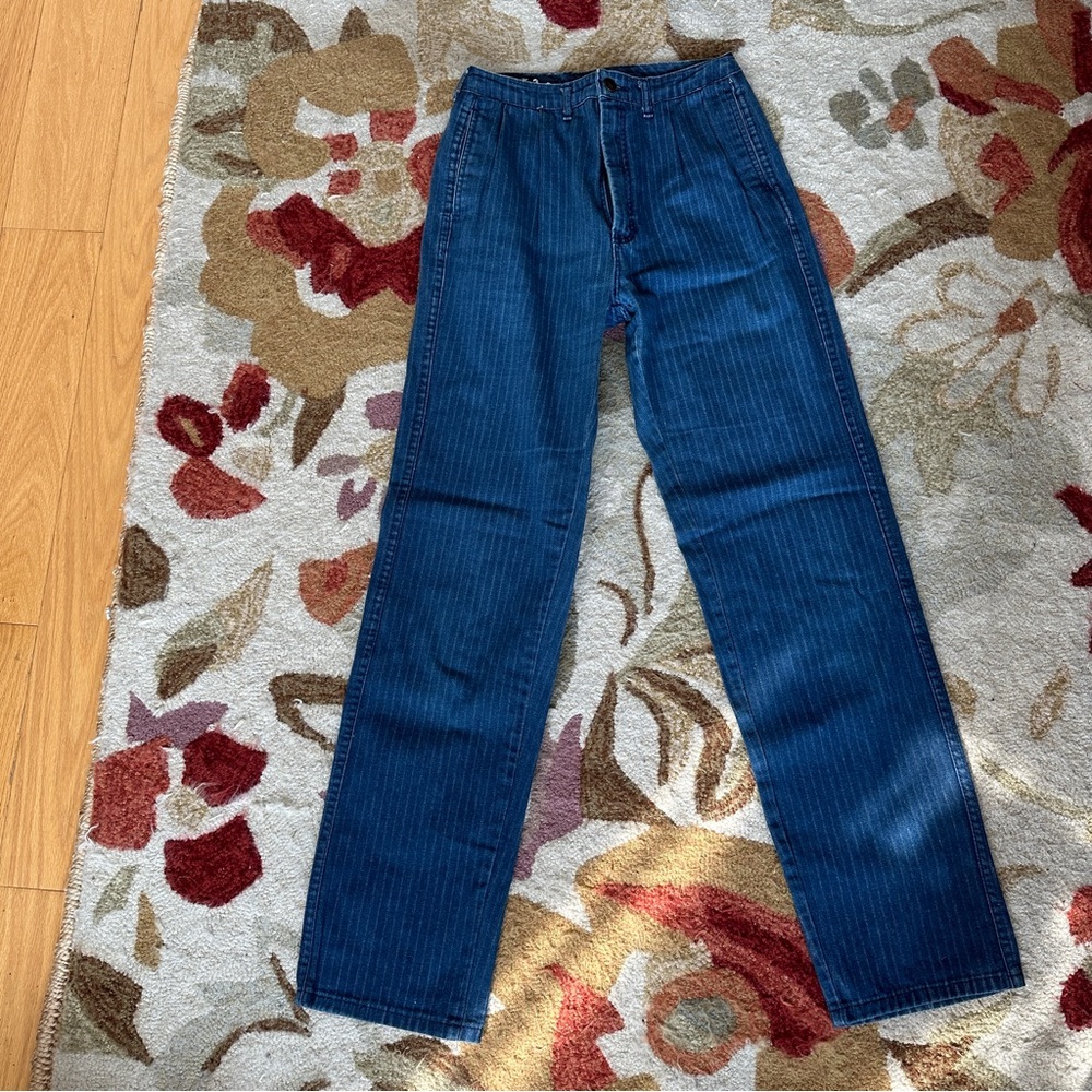 Vintage Pinstripe Denim Jeans, Fury Brand, 26 Waist, S/M
